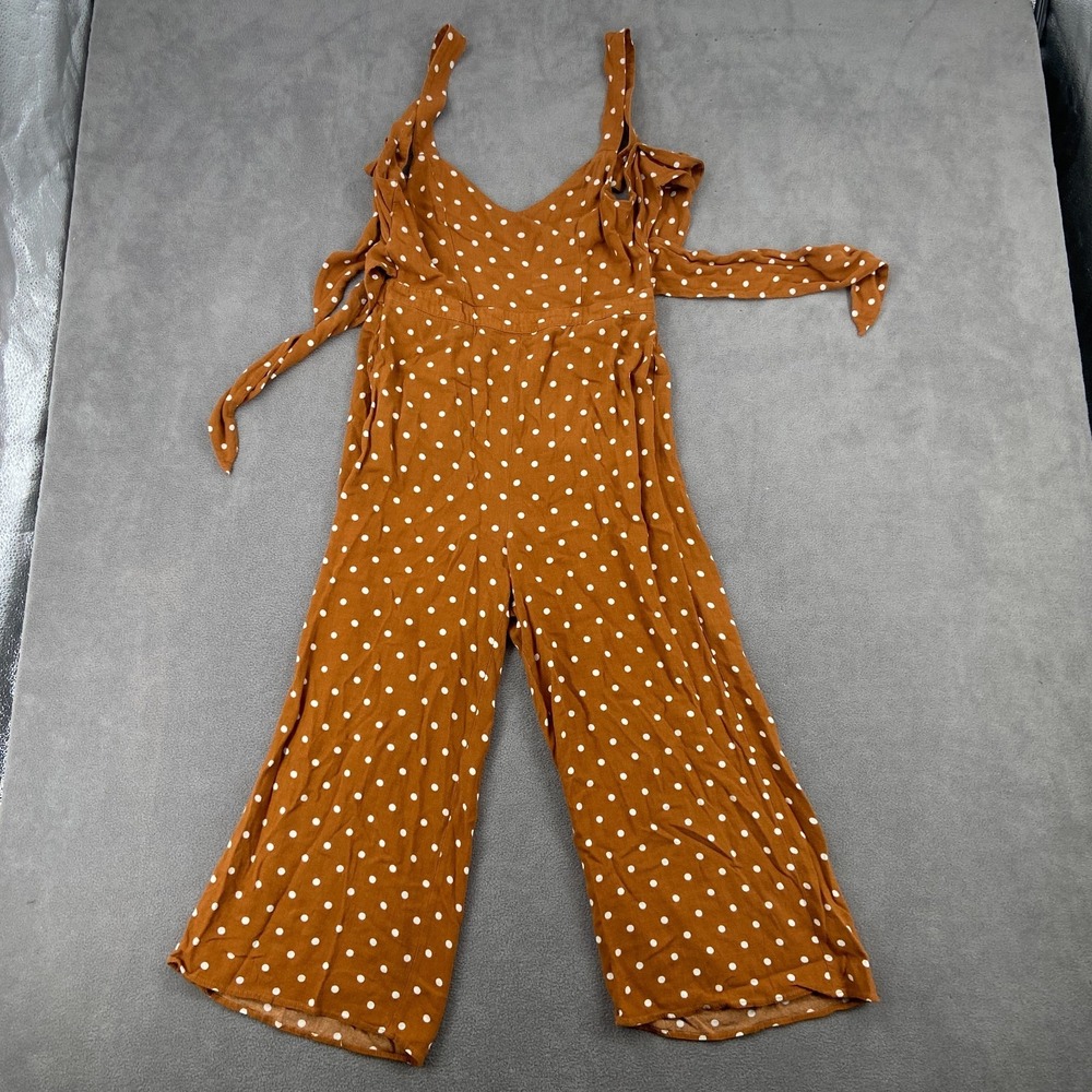 American Eagle Outfitters Jumpsuit Womens XS Rust Maeve Polka Dot Tie-Shoulder‎